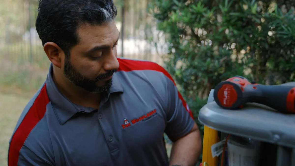 technician servicing an air conditioner
