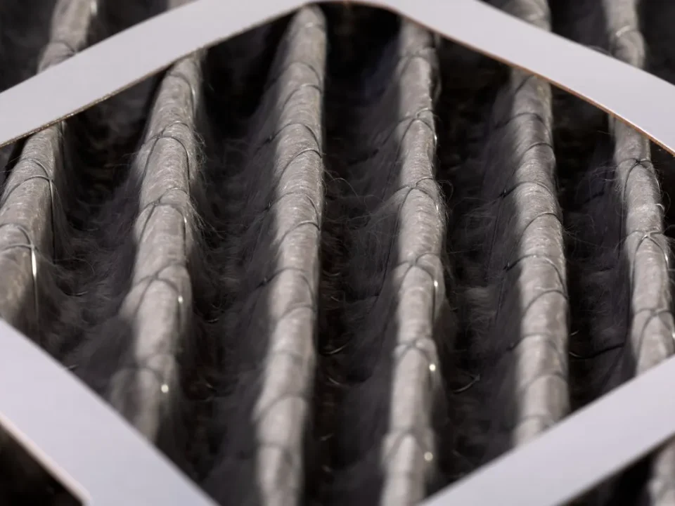 closeup of home AC air filter