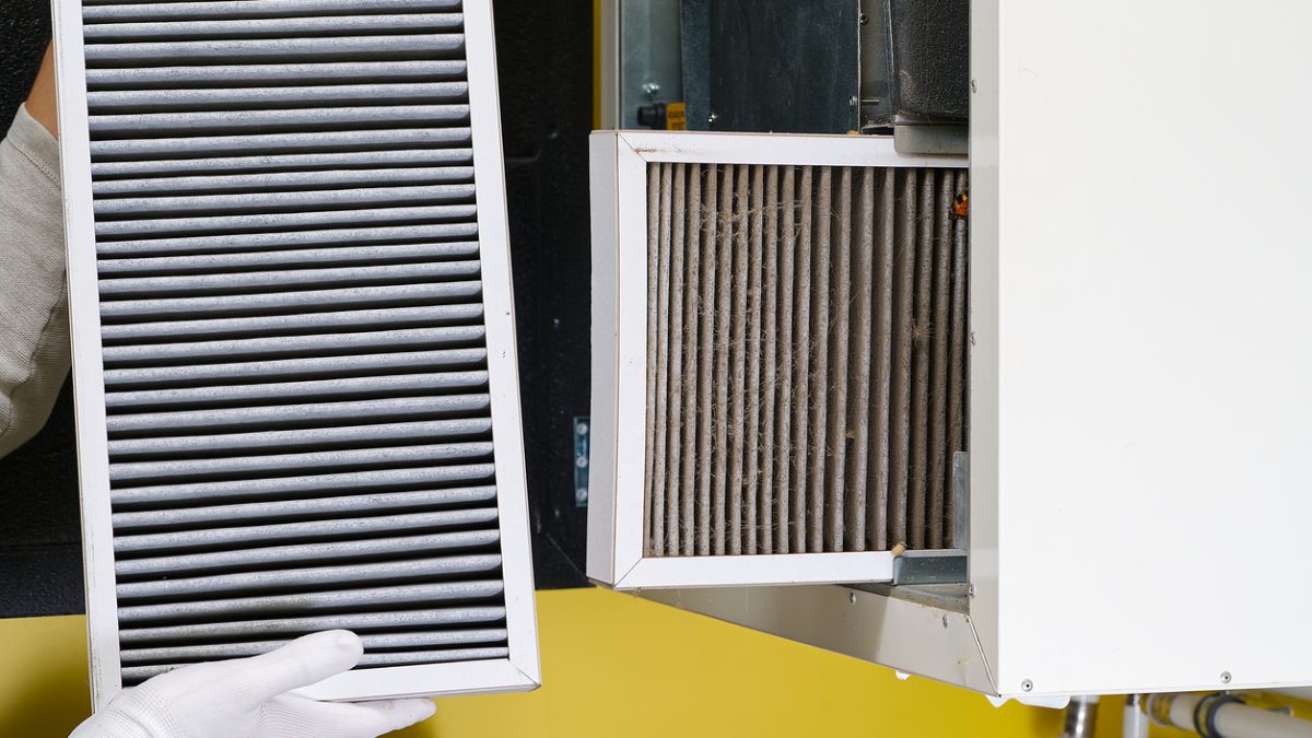 changing a dirty air filter with a clean, new filter improves indoor air quality