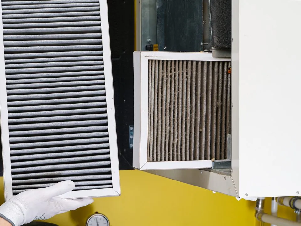 changing a dirty air filter with a clean, new filter improves indoor air quality