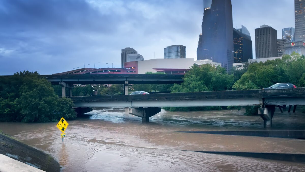 storm in Houston, Texas causes flooded highways